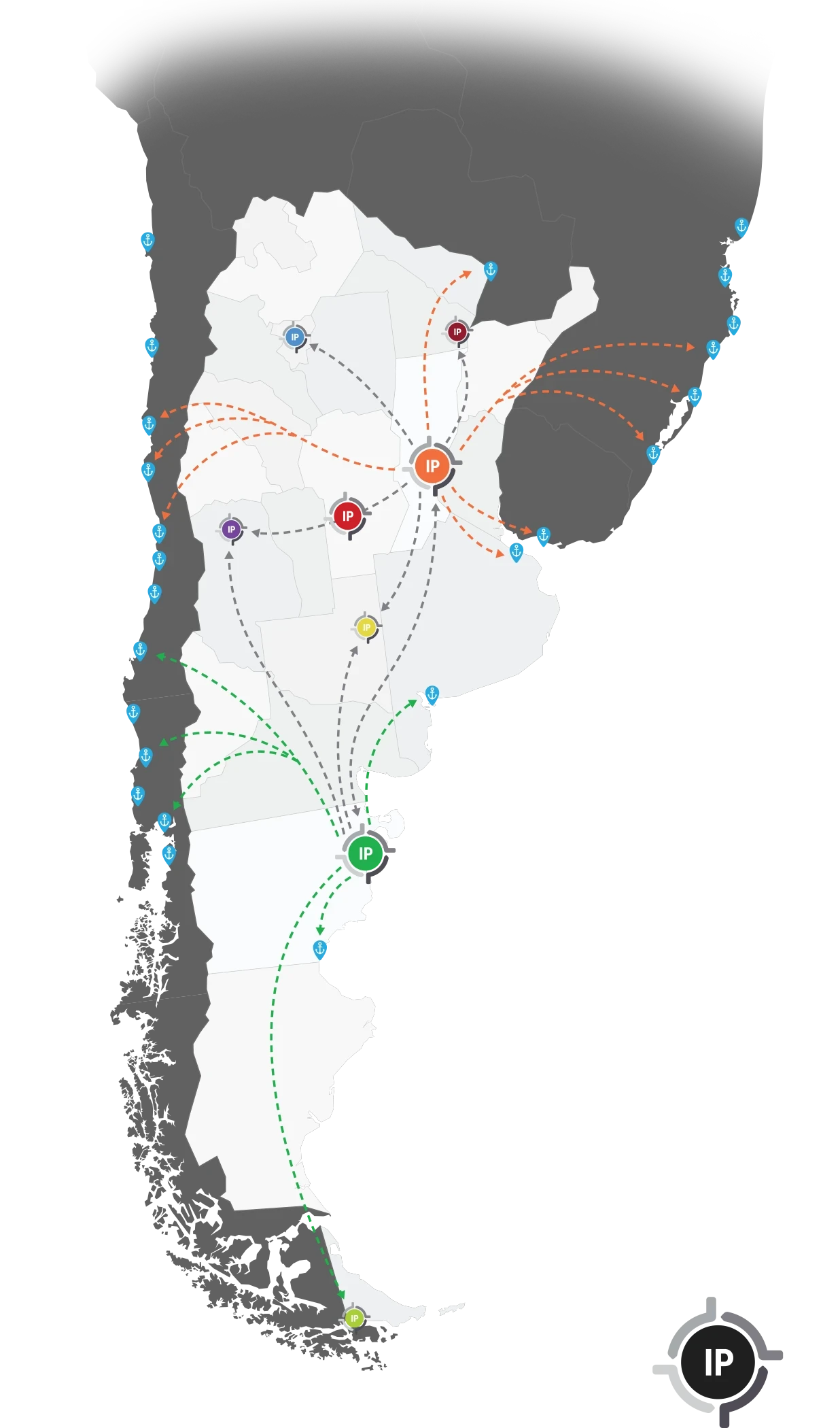 mapa red interpuertos